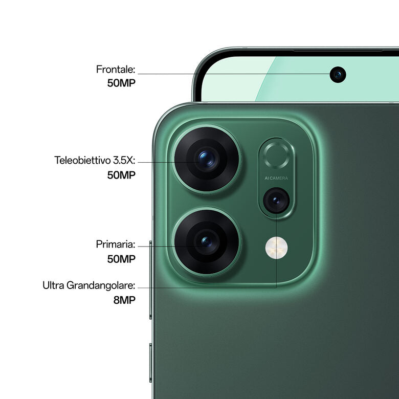 OPPO 14 5G Reno14 Smartphone 5G 16,7 cm (6.59") Doppia SIM Android 15 USB tipo-C 12 GB 512 GB 6000 mAh Verde