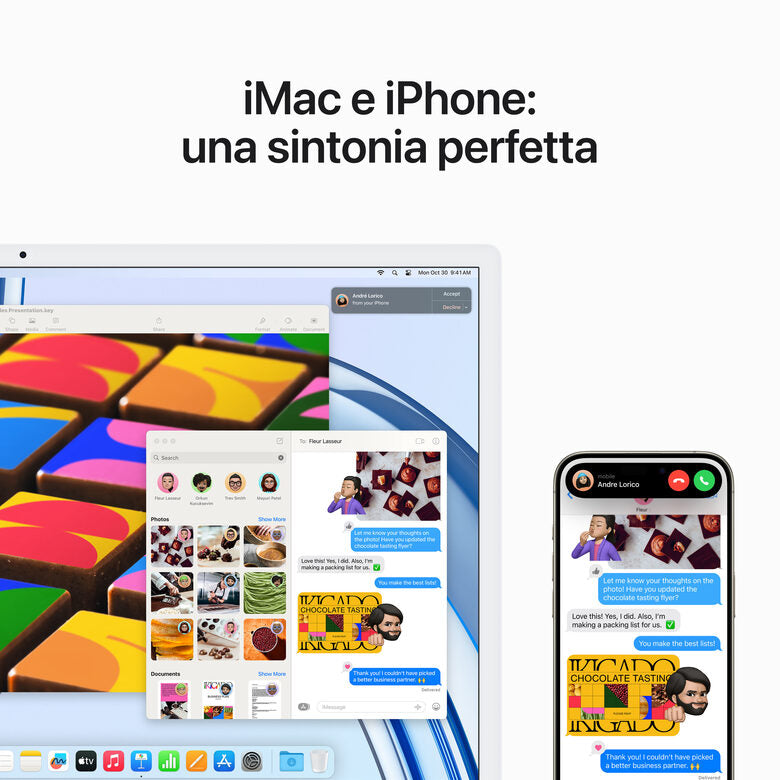 Apple iMac con Retina 24'' Display 4.5K M3 chip con 8‑core CPU e 8‑core GPU, 256GB SSD - Argento