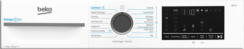 Beko BMWSU4721A Lavatrice Slim A Libera Installazione 7 Kg, 1200 Giri, EnergySpin, Ironfast, Vapore Igienizzante SteamCure™, AutoClean, Classe A, Bianco