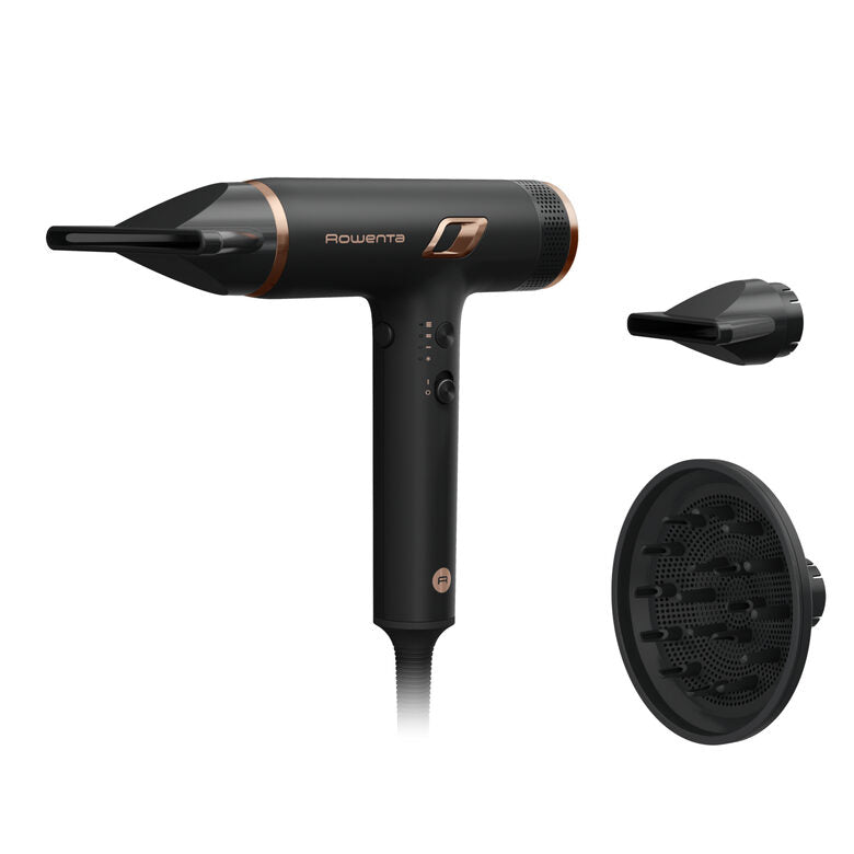 Rowenta Nano Asciugacapelli Brushless Compatto ad Alta Velocità, Boost di Ioni Antistatici e Sensore di Temperatura per Capelli Setosi e Luminosi, 3 Impostazioni di Velocità/Temperatura, HY8