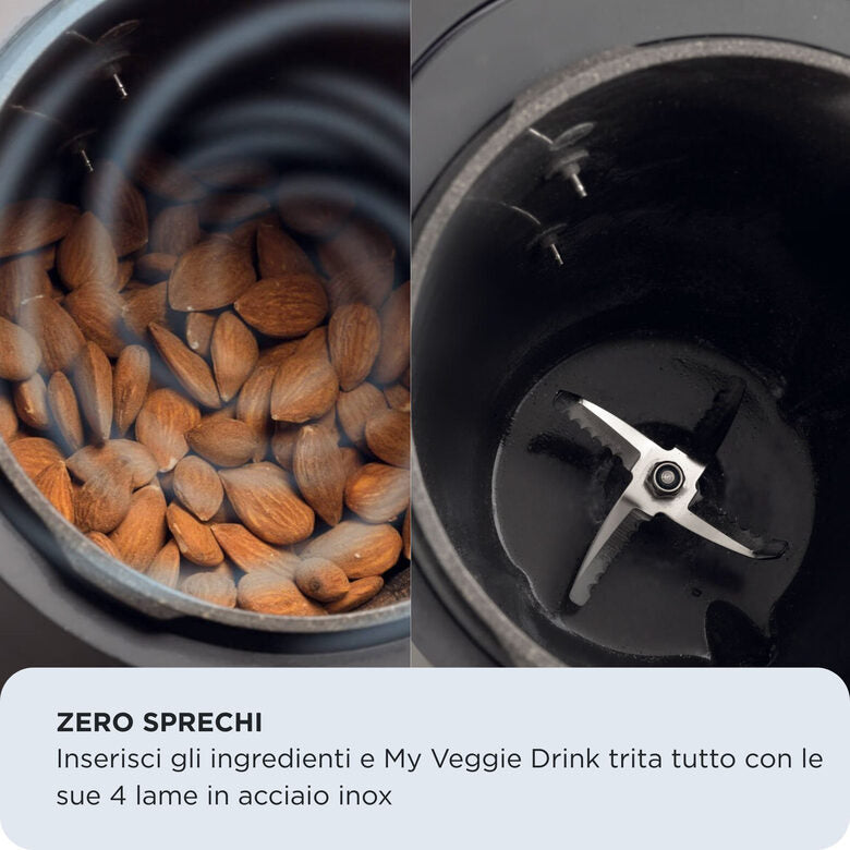 Ariete 650 My Veggie Drink, Macchina per bevande vegetali, Capacità 0,4L - 1,5L, 1200W, 6 programmi, 15 min di preparazione, Nero