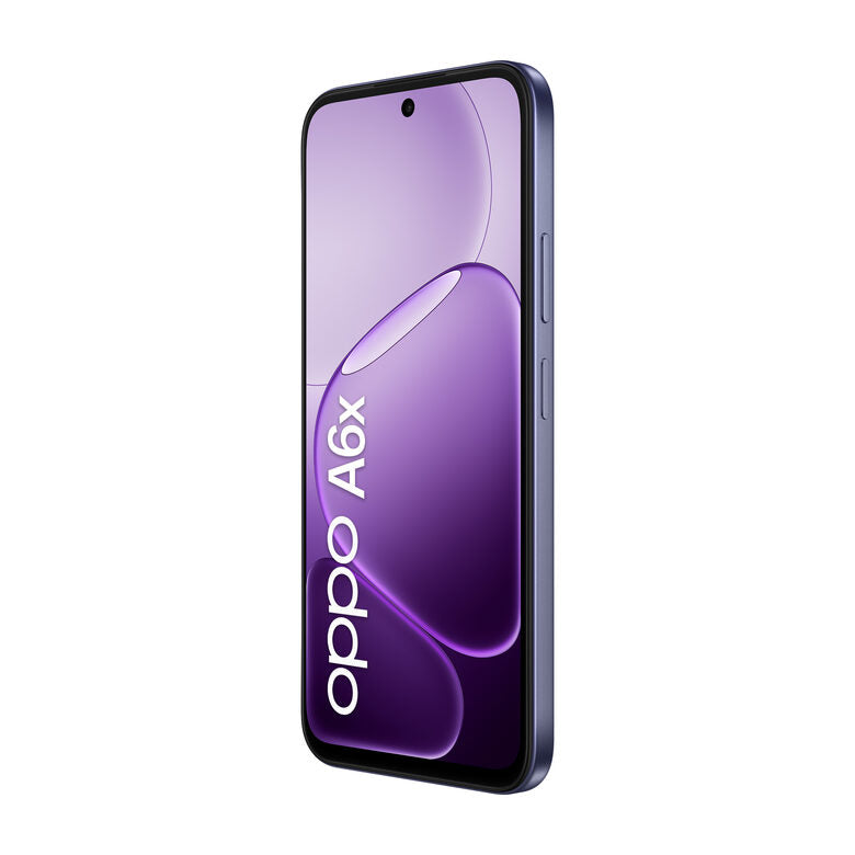 OPPO A6x AI Smartphone, doppia fotocamera 13MP+QVGA, Selfie 5MP, Display 6.75” 120HZ IPS HD+, 6100mAh, RAM 4GB(Esp1GB/2GB/4GB)+ROM 128GB [Versione Italia], Black Purple