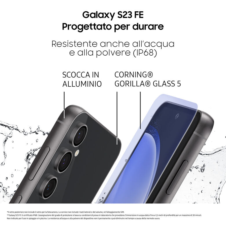 Samsung Galaxy S23 FE Graphite + Buds FE Graphite, Smartphone display Dynamic AMOLED 2X 6.4'', Android 14, Camera 50MP, 8GB RAM, 128GB, Cuffie Bluetooth True Wireless (ANC)