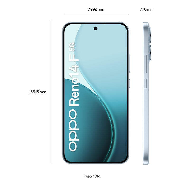 OPPO 14 F 5G Reno14 F Smartphone 5G 16,7 cm (6.57") Doppia SIM Android 15 USB tipo-C 8 GB 256 GB 6000 mAh Blu