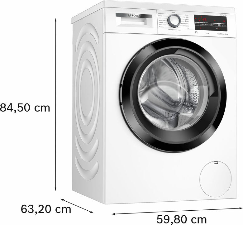 Bosch WUU28T29II Serie 6 Lavatrice A Libera Installazione 9 Kg, 1400 Giri, Hygiene Plus, Speed Perfect, Activewater Plus, Eco Silence Drive™, Classe A, Bianco