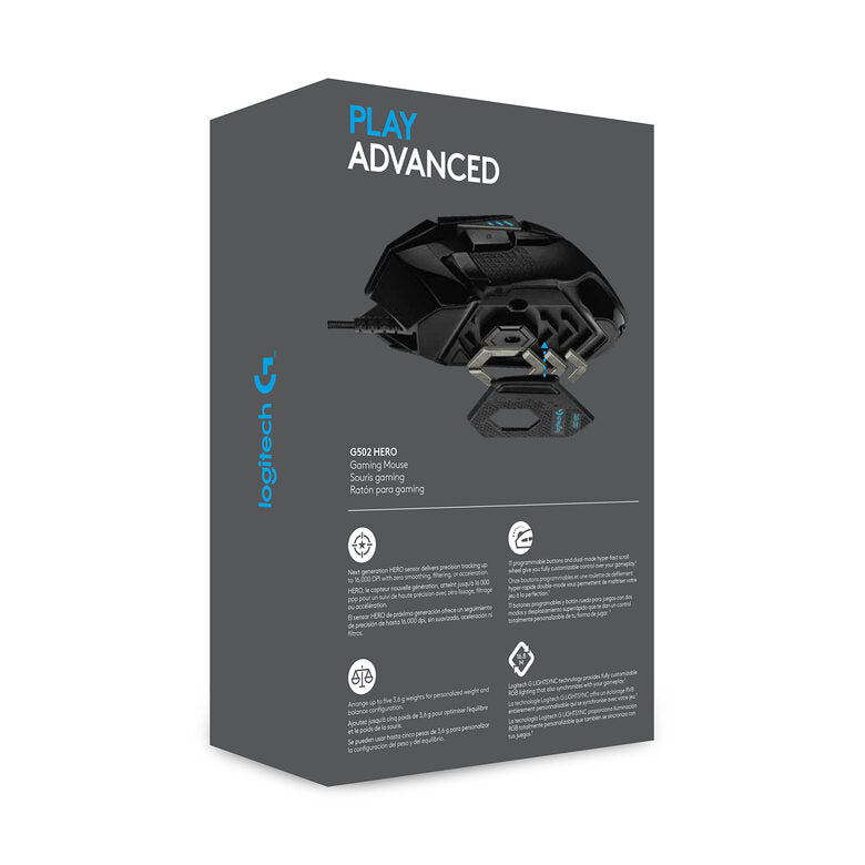 Logitech G G502 HERO mouse Mano destra USB tipo A Ottico 16000 DPI