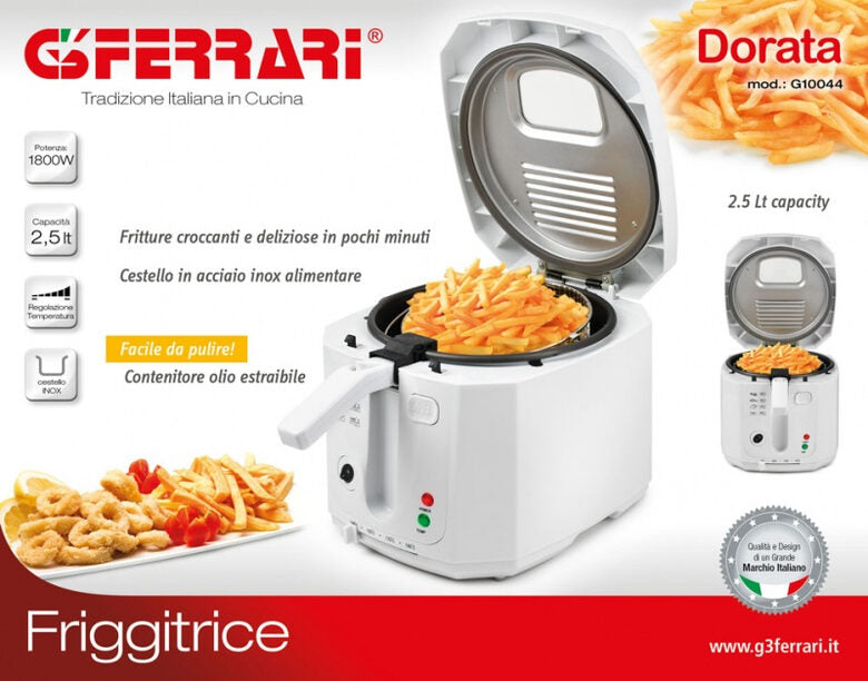 G3 Ferrari Dorata Singolo 2,5 L Indipendente 1800 W Friggitrice Bianco