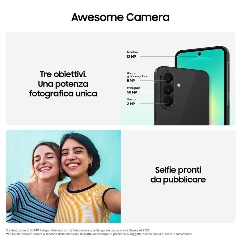 Samsung GALAXY A27 5G 17 cm (6.7") Doppia SIM Android 16.0 USB tipo-C 8 GB 256 GB 5000 mAh Blu