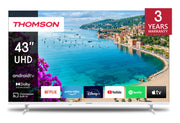 Thomson 43UA5S13W Televisione Smart TV 43 Pollici Led 4K Ultra Hd Wi-fi Bianco