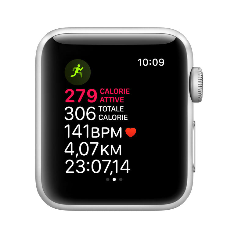 Apple Watch Series 3 GPS, 38mm in alluminio argento con cinturino Sport Bianco