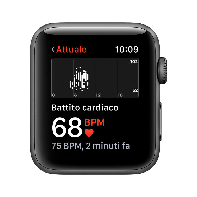 Apple Watch Series 3 GPS, 42mm in alluminio grigio siderale con cinturino Sport Nero