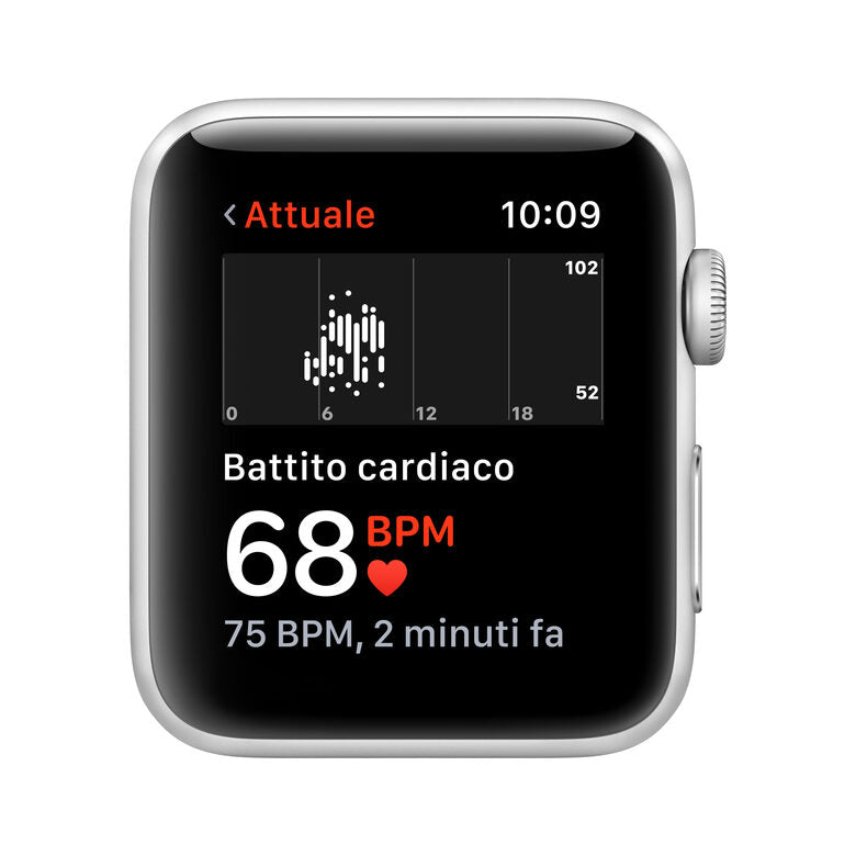Apple Watch Series 3 GPS, 42mm in alluminio argento con cinturino Sport Bianco