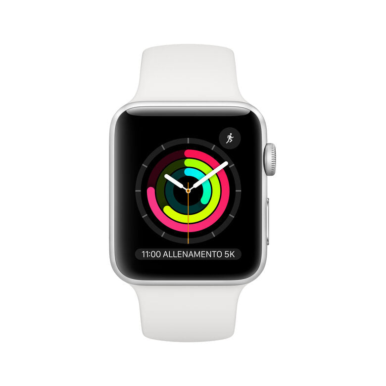 Apple Watch Series 3 GPS, 42mm in alluminio argento con cinturino Sport Bianco