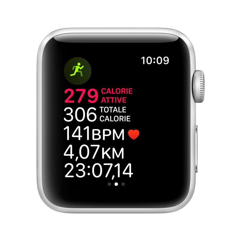 Apple Watch Series 3 GPS, 42mm in alluminio argento con cinturino Sport Bianco