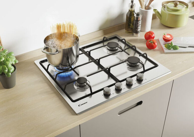 Candy Timeless CEL6PBRX Acciaio inossidabile Da incasso 59 cm Gas 4 Fornello(i)
