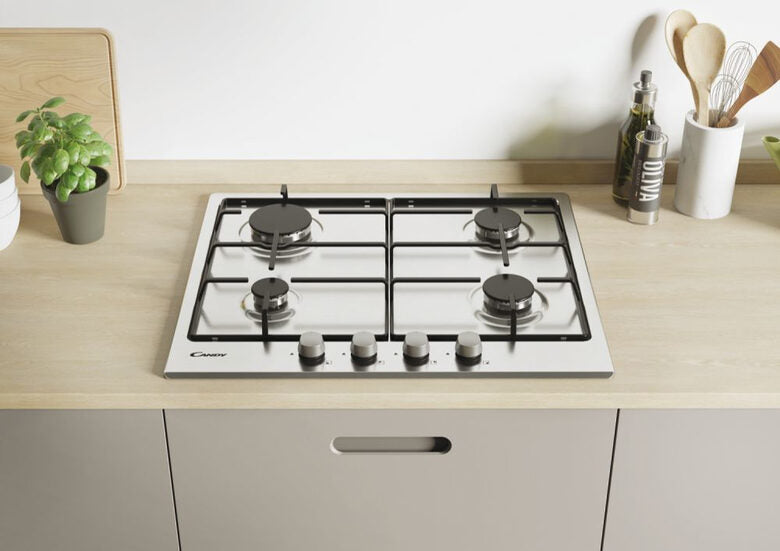 Candy Timeless CEL6PBRX Acciaio inossidabile Da incasso 59 cm Gas 4 Fornello(i)