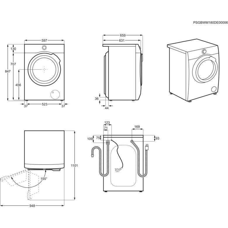 Electrolux PerfectCare 700 lavasciuga Libera installazione Caricamento frontale Bianco E