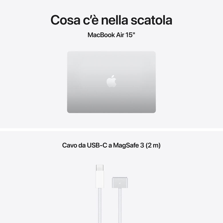 Apple MacBook Air 15" M5 chip 10‑core CPU 10‑core GPU, 16GB, 512GB SSD - Argento