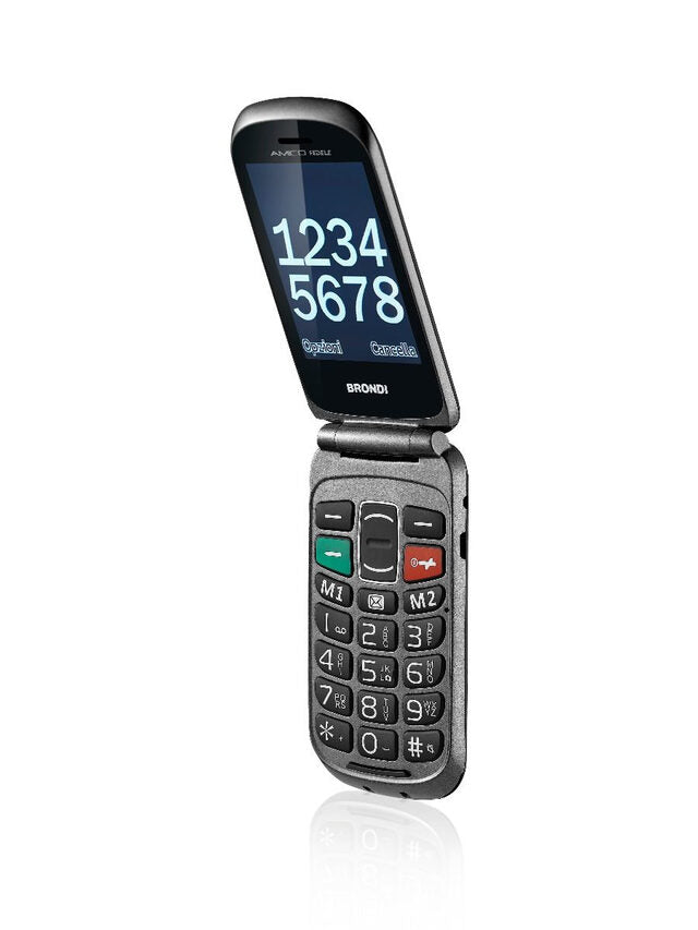 Brondi Amico Fedele 7,62 cm (3") Nero Telefono per anziani