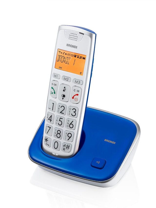 Brondi Bravo Gold 2 Telefono DECT Identificatore di chiamata Blu, Bianco