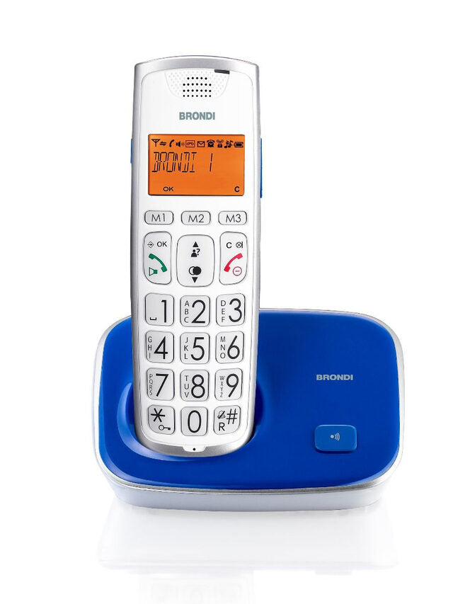 Brondi Bravo Gold 2 Telefono DECT Identificatore di chiamata Blu, Bianco