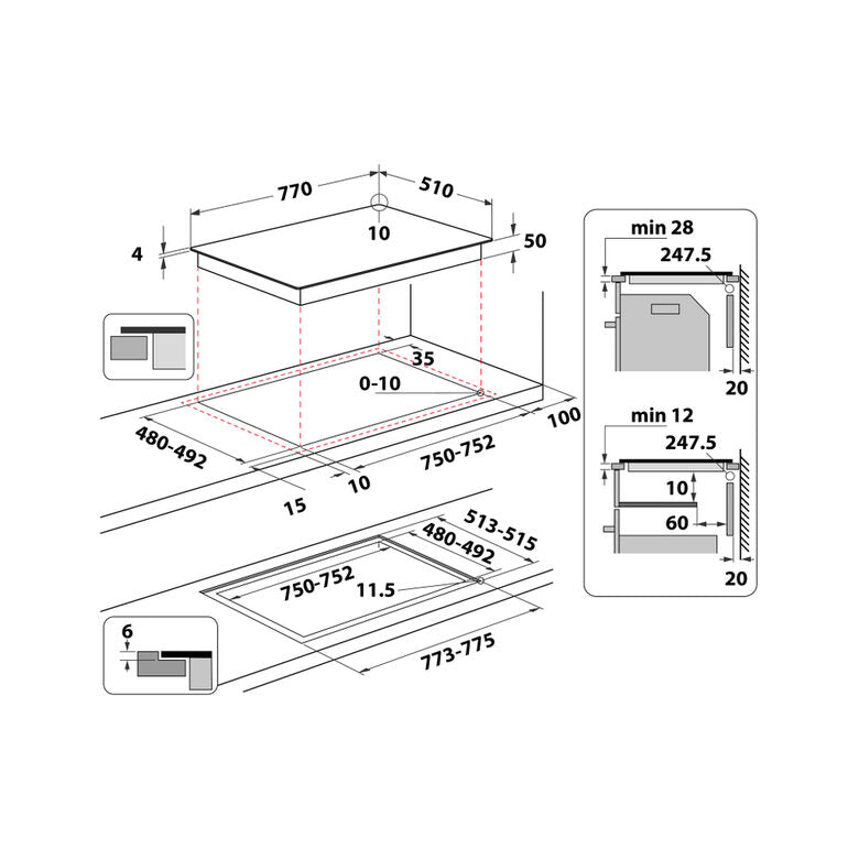 Whirlpool WL S2177 CPNE Nero Da incasso 77 cm Piano cottura a induzione 4 Fornello(i)