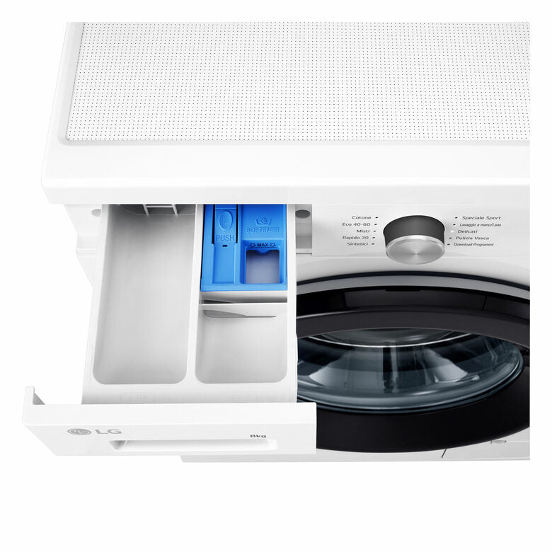LG F4NX1008NWK Serie X1 Lavatrice Smart A Libera Installazione 8 Kg, 1400 Giri, Allergy Care, Direct Drive, Wi-Fi, Sistema 6 Motion, Classe A, Bianco