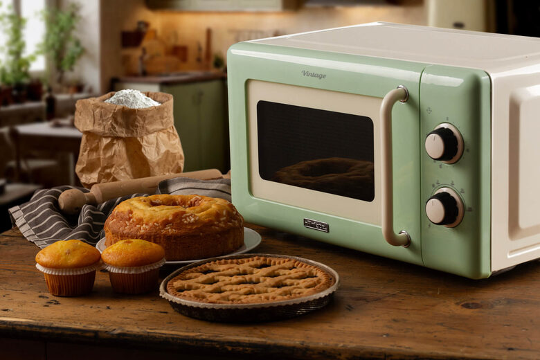 Ariete Linea Vintage 3960 Forno a microonde Vintage, 800W, Capacità 20L, 3 funzioni, 6 livelli di cottura, Timer, Verde