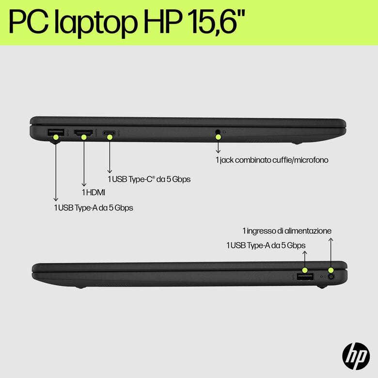 HP 15-fd0081nl Intel® Core™ i5 i5-1334U Computer portatile 39,6 cm (15.6") Full HD 8 GB DDR4-SDRAM 512 GB SSD Wi-Fi 6 (802.11ax) Windows 11 Home Argento