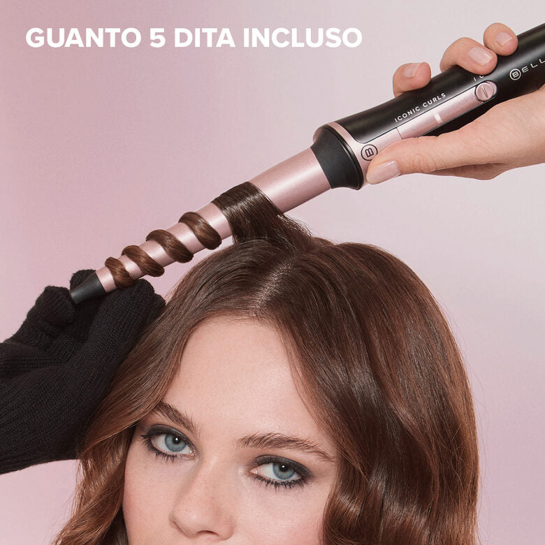 Bellissima Imetec Iconic Curls, ferro arricciacapelli, rivestimento in ceramica, forma conica per ricci stretti e morbidi, temperatura 150°C/210°C, cono 13/25 mm, guanto termico, adatto a tu