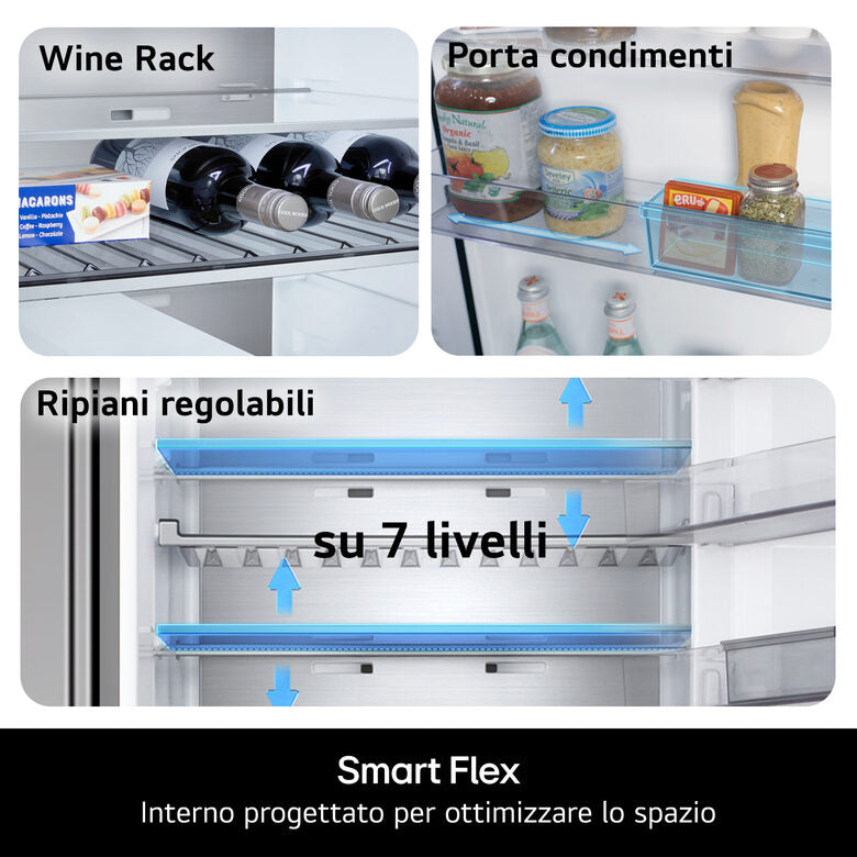 LG GBBW322DPY Frigorifero Combinato A Libera Installazione, Total No Frost, Fit & Max, AI Fresh E Saving Mode, Wi-Fi, Classe C, Prime Silver