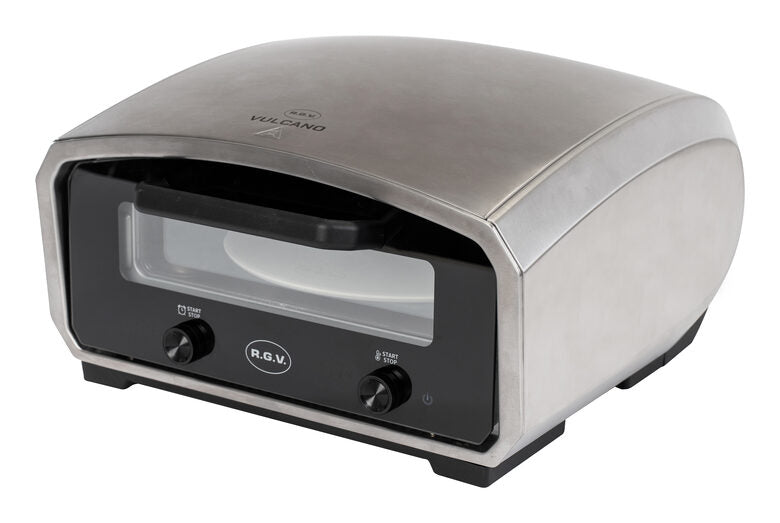 R.G.V. Forno Pizza Vulcano 33cm Piatto Girevole 450 Gradi Touchscreen Silver/nero