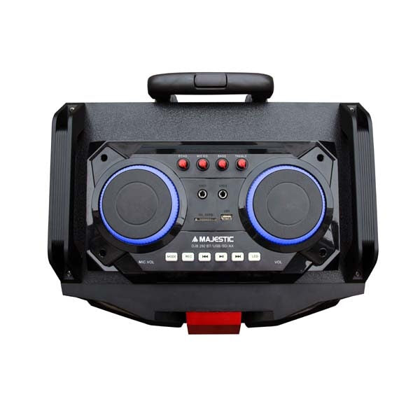 New Majestic DJB-292 BT USB SD AX Sistema PA trolley 160 W Nero, Rosso