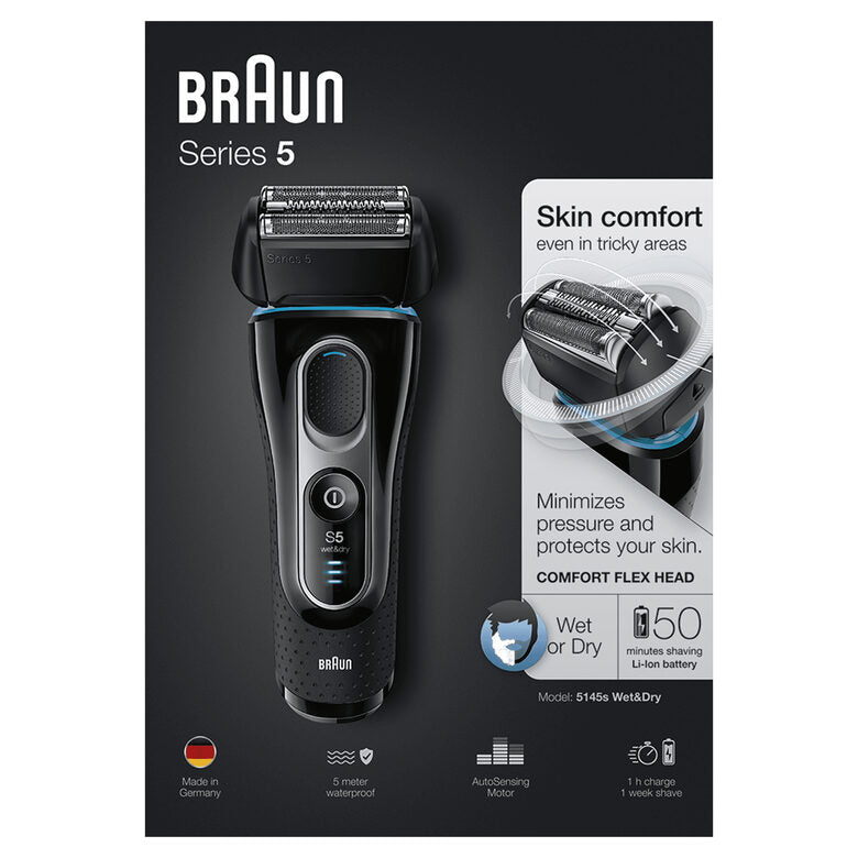 Braun Series 5 5145s Rasoio Elettrico Ricaricabile A Lamina Wet&Dry Senza Fili Da Uomo