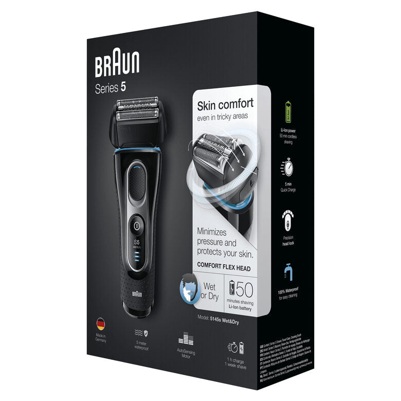 Braun Series 5 5145s Rasoio Elettrico Ricaricabile A Lamina Wet&Dry Senza Fili Da Uomo