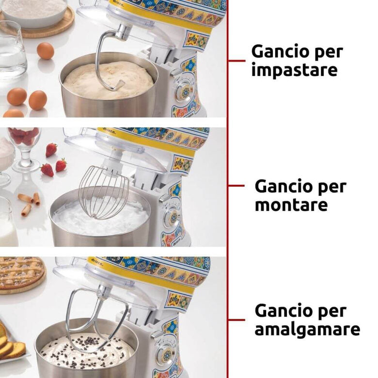 Ariete 1588 Positano, impastatrice planetaria, 7 velocità, 2400 Watt, 5,5 litri, Tazza Acciaio Inox