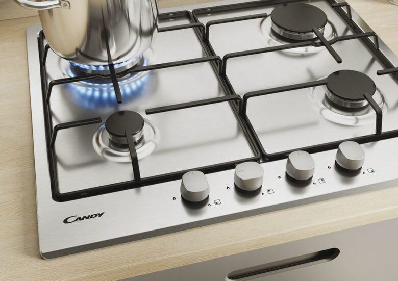 Candy Timeless CHW6BR4WX Acciaio inossidabile Da incasso Gas 4 Fornello(i)