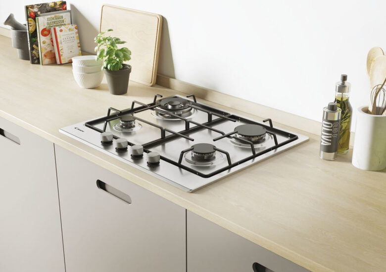 Candy Timeless CHW6BR4WX Acciaio inossidabile Da incasso Gas 4 Fornello(i)