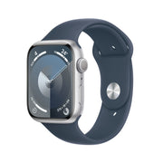 Apple Watch Series 9 GPS Cassa 45mm in Alluminio Argento con Cinturino Sport Blu Tempesta - S/M