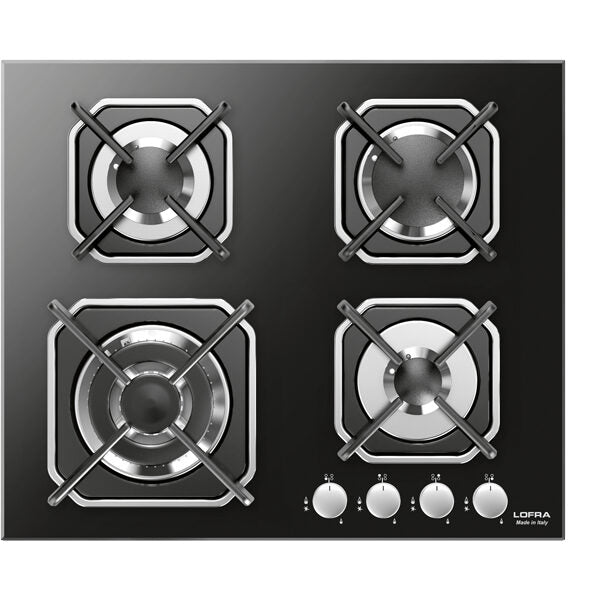 Lofra HGN6G0 Piano Cottura Nero Da incasso 60 cm Gas 4 Fornello(i)
