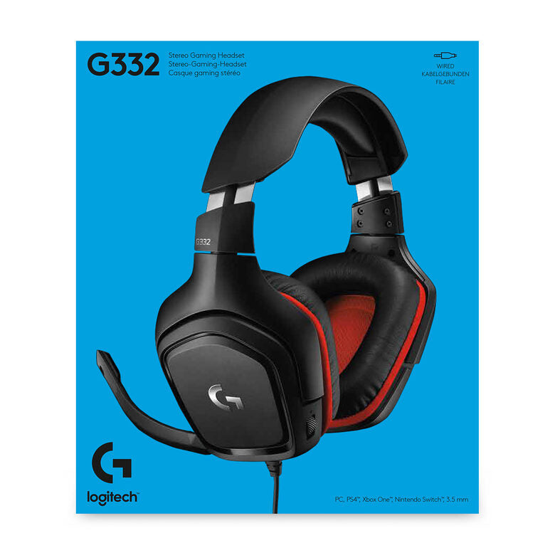 Logitech G G332 Gaming Headset Auricolare Cablato A Padiglione Giocare Nero, Rosso
