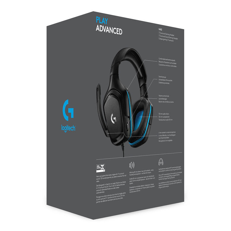 Logitech G G432 Gaming Headset Auricolare Cablato A Padiglione Giocare Nero, Blu