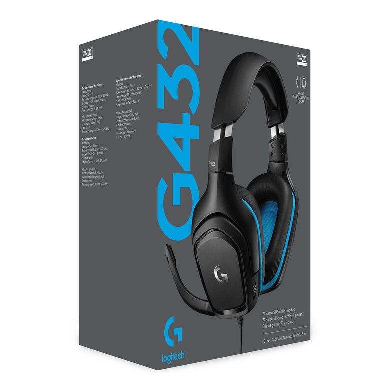 Logitech G G432 Gaming Headset Auricolare Cablato A Padiglione Giocare Nero, Blu