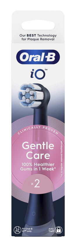Oral-B Testine di Ricambio iO Series Gentle Care Nere, Testine Rotonde Originali, per Gengive Sensibili, 2 Testine