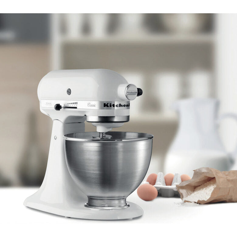 KitchenAid 5K45SS Sbattitore con base 275 W Acciaio inossidabile, Bianco