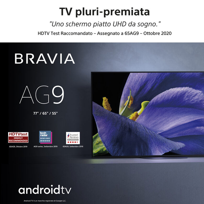 Sony KD-77AG9, Android TV OLED 77" Smart TV 4k HDR Ultra HD controllo vocale Hands-free