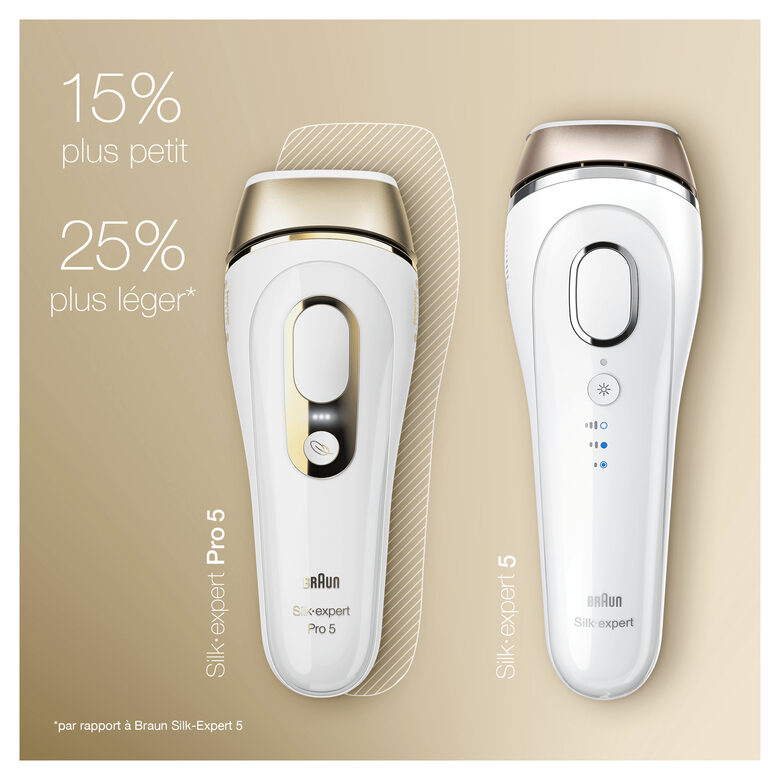 Braun Silk-expert Pro 5 PL5014 Epilatore Luce Pulsata, Bianco/Oro, Corpo E Viso Con Rasoio Venus Smooth E Custodia Esclusiva