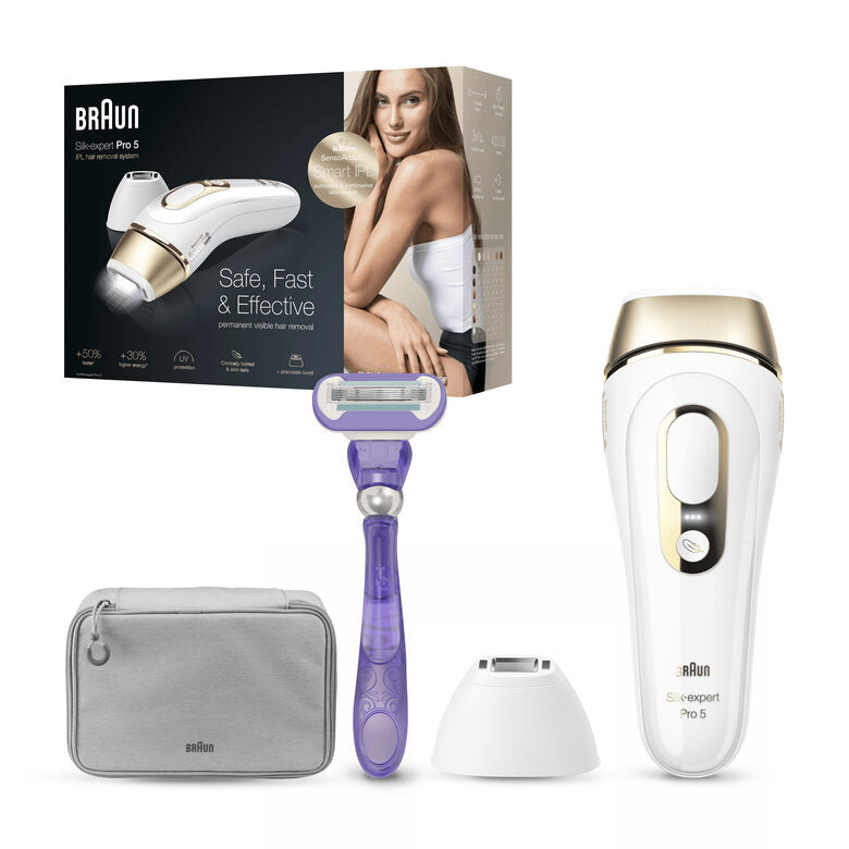 Braun Silk-expert Pro 5 PL5117 Epilatore Luce Pulsata Di Ultima Generazione, IPL, Epilazione Definitiva, Bianco E Oro