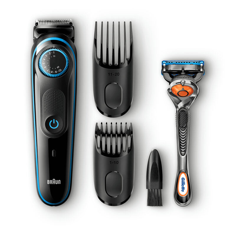 Braun Regolabarba BT5040, Rasoio Barba Elettrico Uomo E Tagliacapelli – Nero/Blu