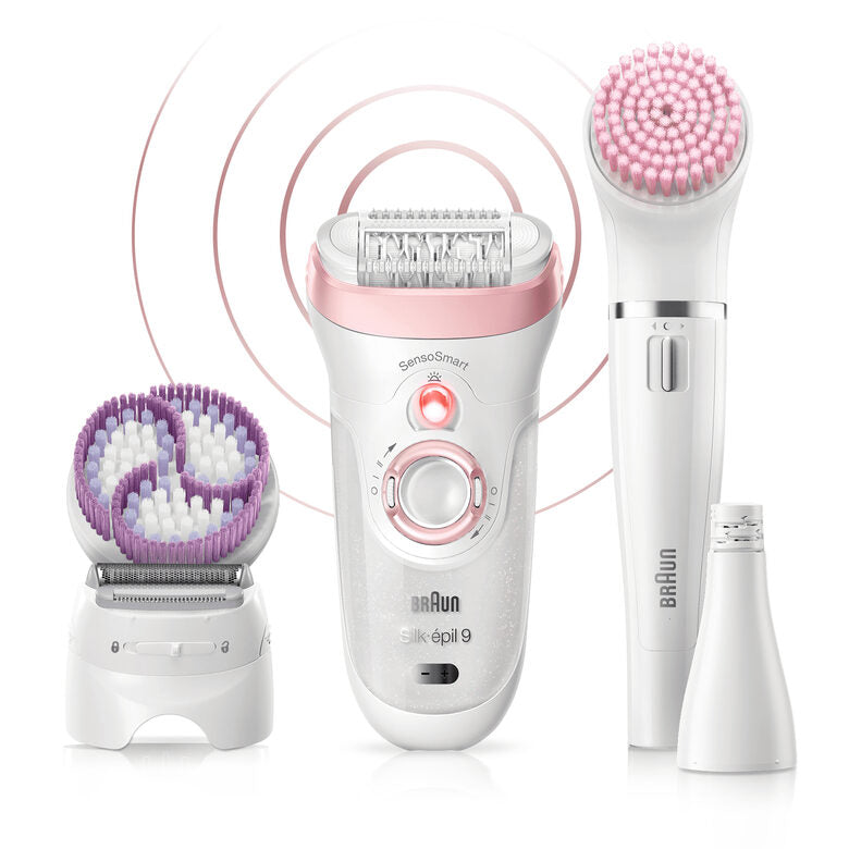 Braun Silk-épil 9 9-975 Beauty Set Epilatore Donna 6-In-1 Wet&Dry Senza Fili – Rasoio, Spazzola Esfoliante Corpo, Kit Pulizia Viso Corpo